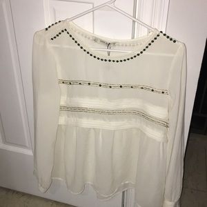 Zara White embellished blouse